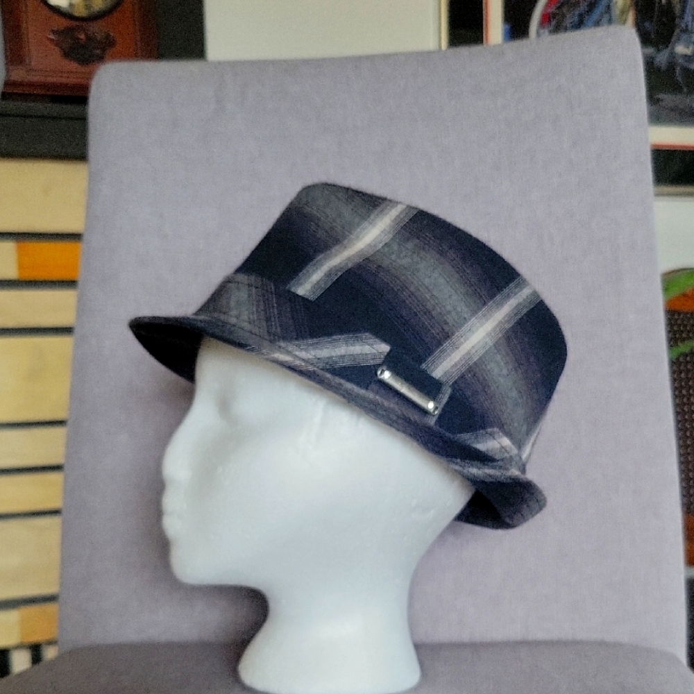Harley Davidson Fedora Hat, Black/Gray, Small, EUC